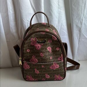 Juicy Couture Distressed Brown and Pink Rose Backpack